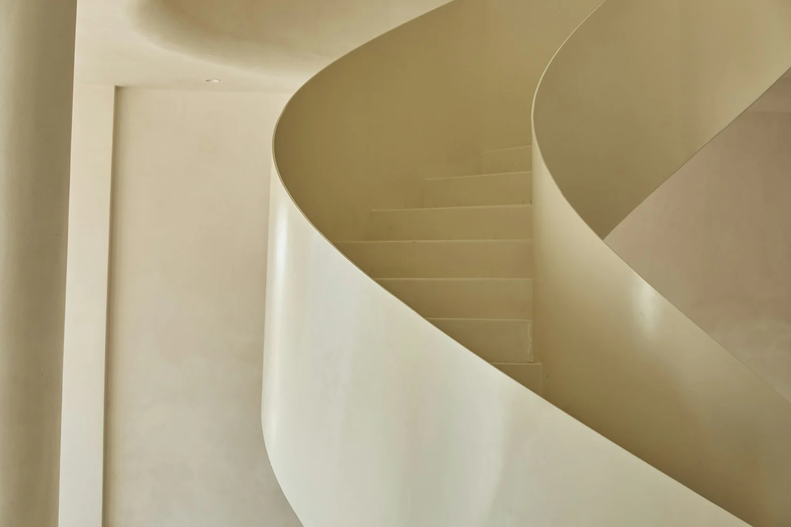 Sculptural architecture in warm natural light